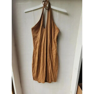 Elegant Tan Halter Dress